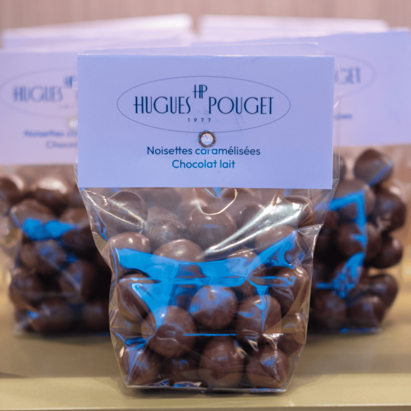 Noisettes Caramélisées Chocolat Lait| Pâtisserie Hugues Pouget Paris