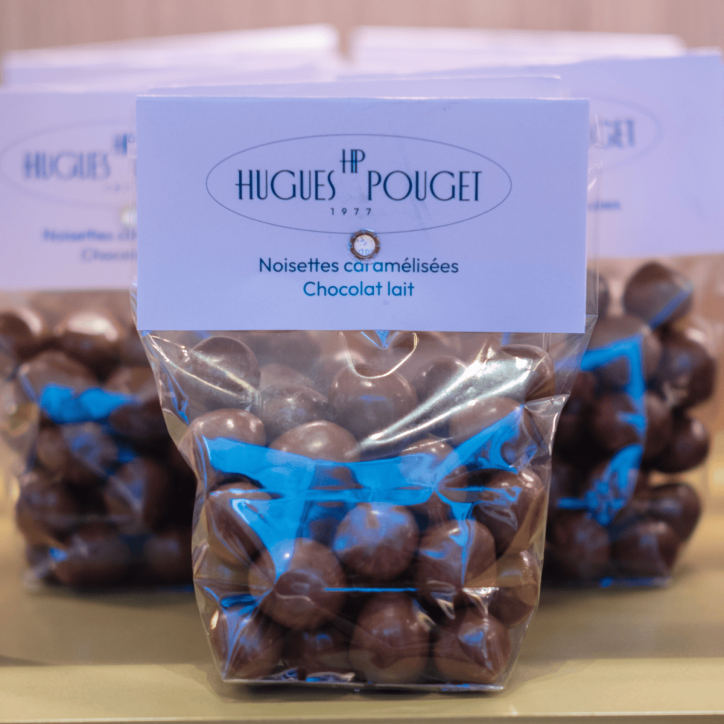 Noisettes Caramélisées Chocolat Lait| Pâtisserie Hugues Pouget Paris