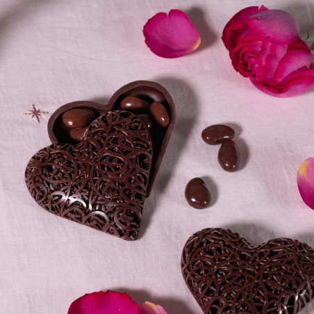 Écrin Coeur Chocolat noir façon Dentelle | St-Valentin 2026