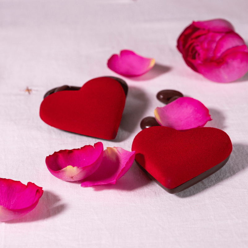 Écrin Coeur Chocolat noir façon Velours rouge | St-Valentin 2026