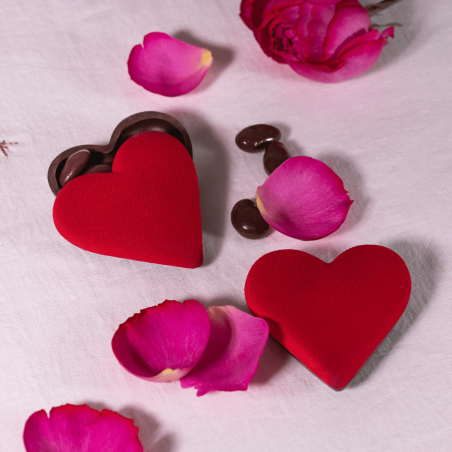 Écrin Coeur Chocolat noir façon Velours rouge | St-Valentin 2026